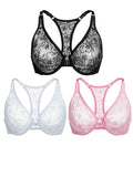 Womens Front Button Lace Bra Underwire Underwear Elegant Embroidery Beautiful bBack Plus Size Lingeire A B C D E F Cup