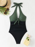 2026 Halter Swimsuit One Piece Slim Vintage Swimwear Women Sexy Bathers Bathing Swimming Swim Suit Female Beachwear XL