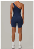 One Shoulder Women Sports Jumpsuit Sleeveless Yoga Rompers Backless Sportswear Women Workout One Piece Bodysuits Female