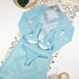 3 Pieces Women's Sexy Bikini Set 2025 New Swimwear Long Dress Cover up Female Beachwear Bathing Suit Summer Swimming Outfit