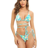 Print Triangle Bikini Set Women Split Swimwear Sexy Bandage Design Micro Bikini Beachwear Summer New Lady Swimming Bathing Suit