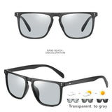 Available Trendy Flat Top Square Photochromic Glasses Stylish Sports Eyewear for Car Running Driving Vacation Travel and Fishing
