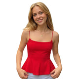 2026 Summer Women's Solid Color Vest Open Back Sleeveless Flared Hem Camisole Tank Tops Casual Retro Basic Cami