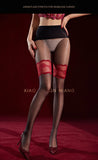 Polka Dot Fake Two-Piece Lace Long Pantyhose Aurora Glossy Open Crotch Two-Tone Spliced Sexy Pantyhose Solid Color Elegant 8WS3