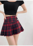 American Style Retro Low Waisted JK Plaid Pleated Skirt Women 2026 Summer New Spicy Girl Wrap Hip Slim A-line Ultra Skirt YOQG