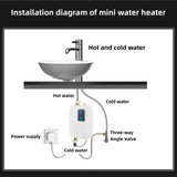 Instant Electric Water Heater 3500W Household Mini Tankless Water Heater with LCD Display for Shower Bathroom Kitchen Use