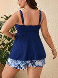 2026 Tankini With Pocket Floral Swimsuit Women Large Plus Big Size Two Pieces Swimwear Female Bathing Swimming Swim Suit 0XL-5XL