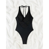 Sexy Sparkling Sequins V Neck Backless Women Swimwear One Piece Swimsuit Female Monokini High Cut Bather Bathing Suit Swim V6425