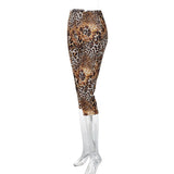 Sexy Leopard Print Knee-length Leggings Women 2026 Fitness Sports Yoga Tights Short Pants Streetwear Y2K Ladies Black Trousers