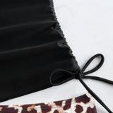 2026 Strappy Tankini Set 2 Pieces Swimwear Female Leopard Drawstring Swimsuit Women Bathers Bathing Swimming Swim Suit Beachwear