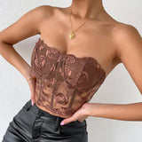 Phantasy Sexy Lace See through Crop Top Women Fashion Floral Embroidery Black Tank Top Night club Dress up 2026 Summer Outfit