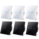EU Touch Switch AC100-240V Led backlight Panel Tempered Crystal Glass wall Light sensory Switches 1/2/3 Gang Interruttore