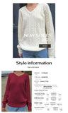 Phantasy Retro Solid Color Sweater Winter Women's V-Neck Casual Simple Loose Knit Sweater Trendy Spring Autumn Winter Sweater