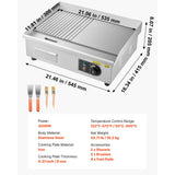 SucceBuy Commercial Electric Griddle 3200W Stainless Steel Countertop Grill
