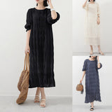 Long Dresses For Women Casual Summer Trendy Boho Style Pleated Cover Up Vestidos Daily Wear High Quality Elegant Maxi Dress