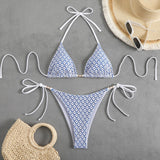 2026 Halter String Bikinis Sexy Triangle Swimsuit Women Plaid Swimwear Female Bathers Bathing Swimming Swim Suit Beachwear