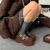 Platform Marie Janes Shoes Women Wedges Sandals Summer 2026 New Trend Dress Pumps Shallow Elegant Suede Plus Size Zapatos Mujer