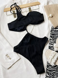 2026 Sexy Black One Piece Swimsuit Swimwear Women Hollow Single Shoulder High Waist Bathing Suit Beachwear Maillot De Bain Femme