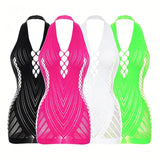 1PC Women Sexy Fishnet Beach Cover Up Sleeveless Hollow Out Bodycon Dress See Through Summer Swimwear