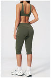Summer Color Blocked Yoga Sets Women Slim Sports Bra High Waist Pants Fitness Suits Outwear Gym Running Push Up Workout Clothes