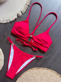 Cross Back Hollow Out Bikini Female Swimsuit Women Swimwear Two-pieces Bikini Set High Leg Cut Bather Bathing Suit Swim Lady