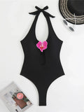 3D Flowers Extreme String Mini Micro Thong Women Swimwear One Piece Swimsuit Female Halter Padded Bather Bathing Suit Swim K7193
