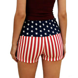 Women’s Streetwear Shorts Patriotic Shorts Casual Fold-Over Waist Stars and Stripes Print Slim Fit Shorts