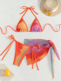 3PCS Printed with Mesh Skirt Bikini Female Swimsuit Women Swimwear Three-pieces Bikini Set Bather Bathing Suit Swim Beachwear