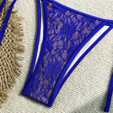 Embroidery Mesh Lace Halter Bikini Female Swimsuit Women Swimwear Two-pieces Bikini Set High Cut Bathing Suit Swim Beach Wear