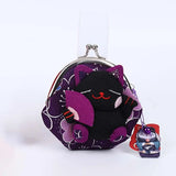 Portable Japanese Style Maneki Neko Coin Purse Flower Printing Lucky Cat Clutch Bag PU Wallets Card Holder Travel
