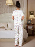 Women's Sleepwear New Loose Pajamas Floral Short-sleeved Trousers Loungewear Casual Wear Two-piece Set Pijamas Pyjamas Women