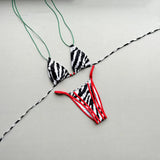 2026 Summer Women's Micro Bikini Set Sexy Lace-up Backless Swimsuit Patchwork Push Up Thong Swimwear Biquini Low Waist Biquinis