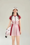 New Sports One-piece Fashionable Swimsuit for Women, Color Blocked High Waist, Belly Covering, Slimming Skirt, Vacation Swimsuit