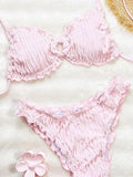 2026 Wrinkled Ruffled Halter Bikini Female Swimsuit Women Swimwear Two-pieces Bikini Set Bather Bathing Suit Swim Lady Beachwear