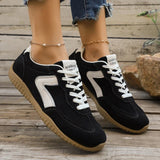 Comfortable Mixed Color Lace Up Tennis Sneakers Women Spring Anti Slip Soft Sole Flat Shoes Woman Round Toe Sports Walking Shoes