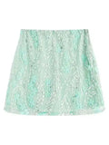 Fashion Floral Sequ Pearl Mini Skirt For Women Summer Vacation Beaded Hip Package Short Skirts Evening Party Lady Beach QH8J