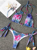 Splicing Jewelled Diamond Bikini Women Halter Swimsuit female Thong Swimwear Two Pieces Bikini Set Hollow out Bathing Suit Swim