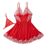 Women's Nightgowns See Through Sexy Deep V Embroidered Nightdress Pajamas Thong Sleepwear Baby Doll Lingerie