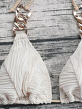 Halter Metal Rings Bikinis Wrinkled Bikini Female Swimsuit Women Swimwear Two-pieces Bikini Set High Cut Bathing Suit Swim Lady