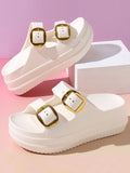 Women Platform Slippers Indoor Street Summer Shoes Solid Color Thick Sole Anti Slip Female Home Beach Slides Slip On Sandals