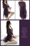 TJ large size see-through suspender sexy temptation lace nightgown temptation mesh pajamas