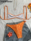 S - XL Printed Bikini Female Swimsuit Women Swimwear Two-Pieces Bikini Set High Cut Leg Brazilian Bather Bathing Suit Swim V8148