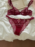 Summer French Flower Embroidery Bralette Beachwear Pure Desire Ultra Thin Light Support Wirefree Romantic Niche Set AU MOYISU