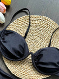 Sexy 3D Flower Bikini Set 2026 Women Black White V Wire Underwired Micro Mini Swimsuit Beach Bathing Suit Pleate Thong Swimwear