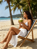Women Chiffon Bikini Cover-ups See Through Ruffle Beach Long Skirts Summer Holiday Beach Sun Protection Shawl