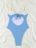 Push Up One Piece Swimsuit Women Backless Bodysuit Black White Swimwear Thong Beach Wear 2025 Contrast Color Bathing Suits Pool