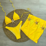 Sexy starfish 3 Pieces Bikinis 2025 Swimsuit For Women Black Swimwear Brazilian Bikini Set Biquini Female Swimuits Beachwear