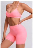 Women's 2-Piece Yoga Sets High Waist Seamless Shorts  Hip-Lifting & Backless Gym Leggings Quick Dry Workout Fitness Suits