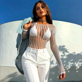 1 Piece Beach Cover Up without Bikini Summer's Hottest Mesh Swimsuit Women Summer Pool Swimwear Long Sleeves Hollow Out Dress