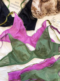 Elegant French Design Minimizer Bra Fashion Triangle Cups Structural Support Ultra Thin Soft Mesh Lingerie Set MOYISU Sexy Tushy
